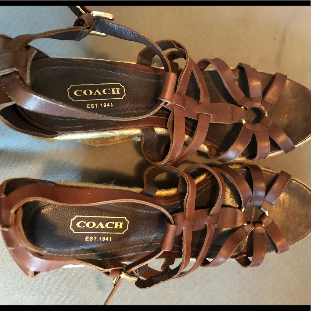 Coach Leather Espadrille Wedges